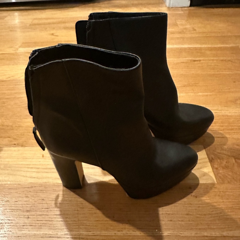 Zara black platform boot authentic leather upper NWOT size 37